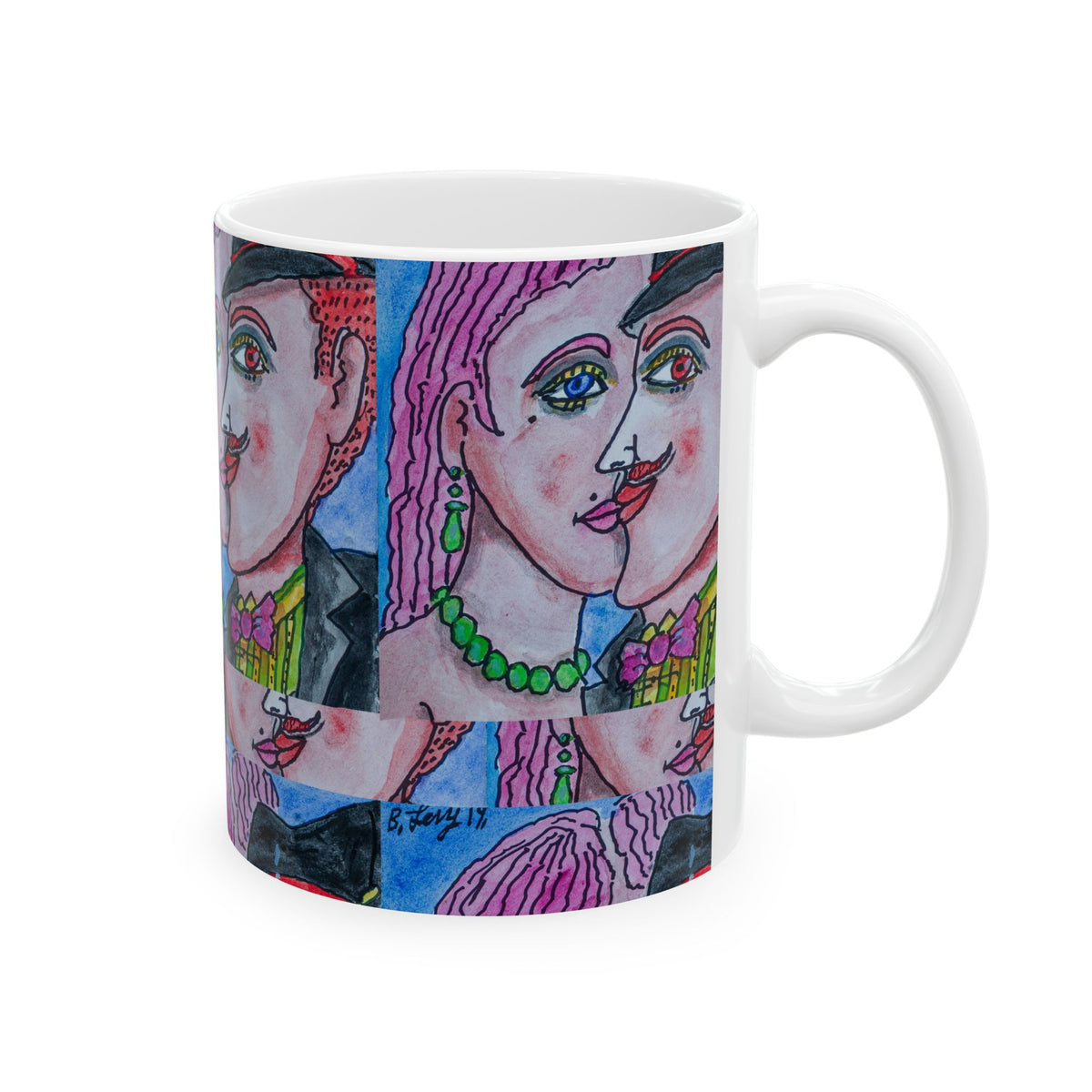 Ceramic Mug - Kissing Couple (Full) - (Benny’s Luv Mugs ❤️) Artwork by Benjamin Levy (Limited Edition) (11oz, 15oz)