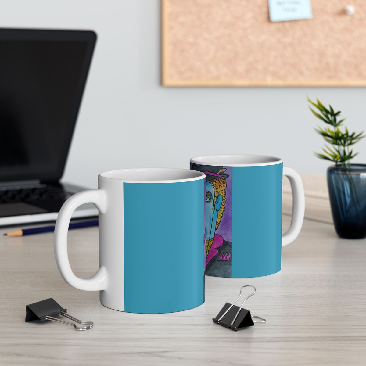 Ceramic Mug, Mister Blu - (Benny's Luv Mugs) - Artwork by Benjamin Levy  (Limited Edition) (11oz, 15oz)
