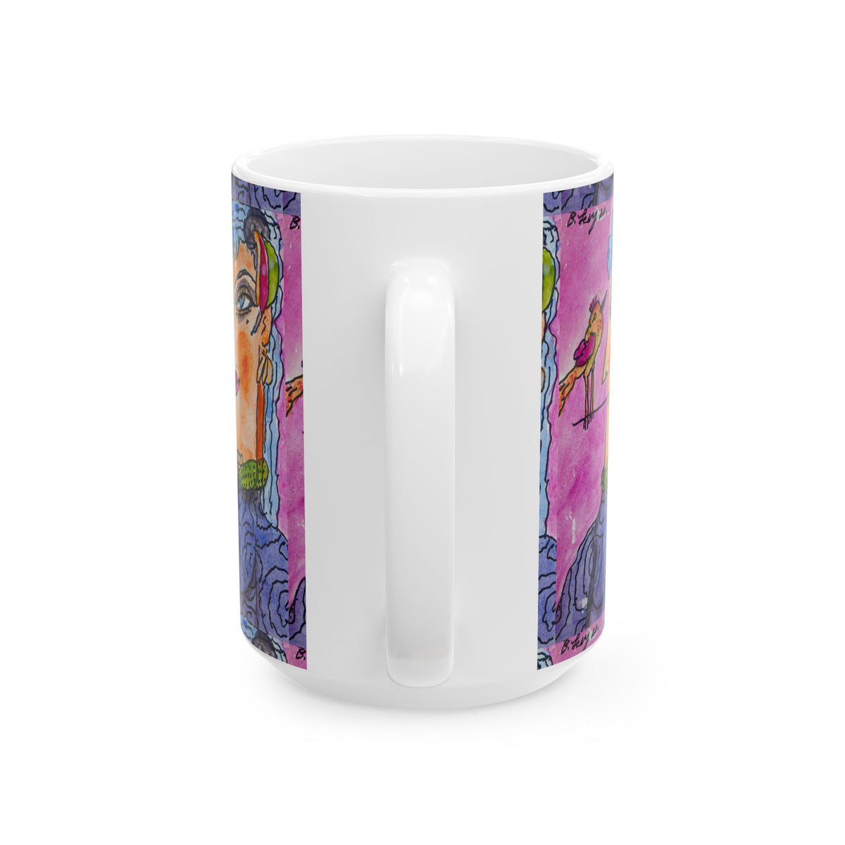 Ceramic Mug, Pink Lady Full (Benny’s Luv Mugs ❤️) Artwork by Benjamin Levy (Limited Edition) Full (11oz, 15oz)