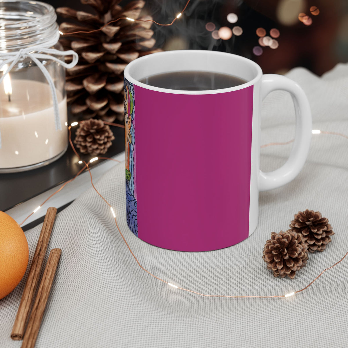 Ceramic Mug, Pink Lady (on Pink) - (Benny's Luv Mugs) Artwork by Benjamin Levy - Limited Edition (11oz, 15oz)