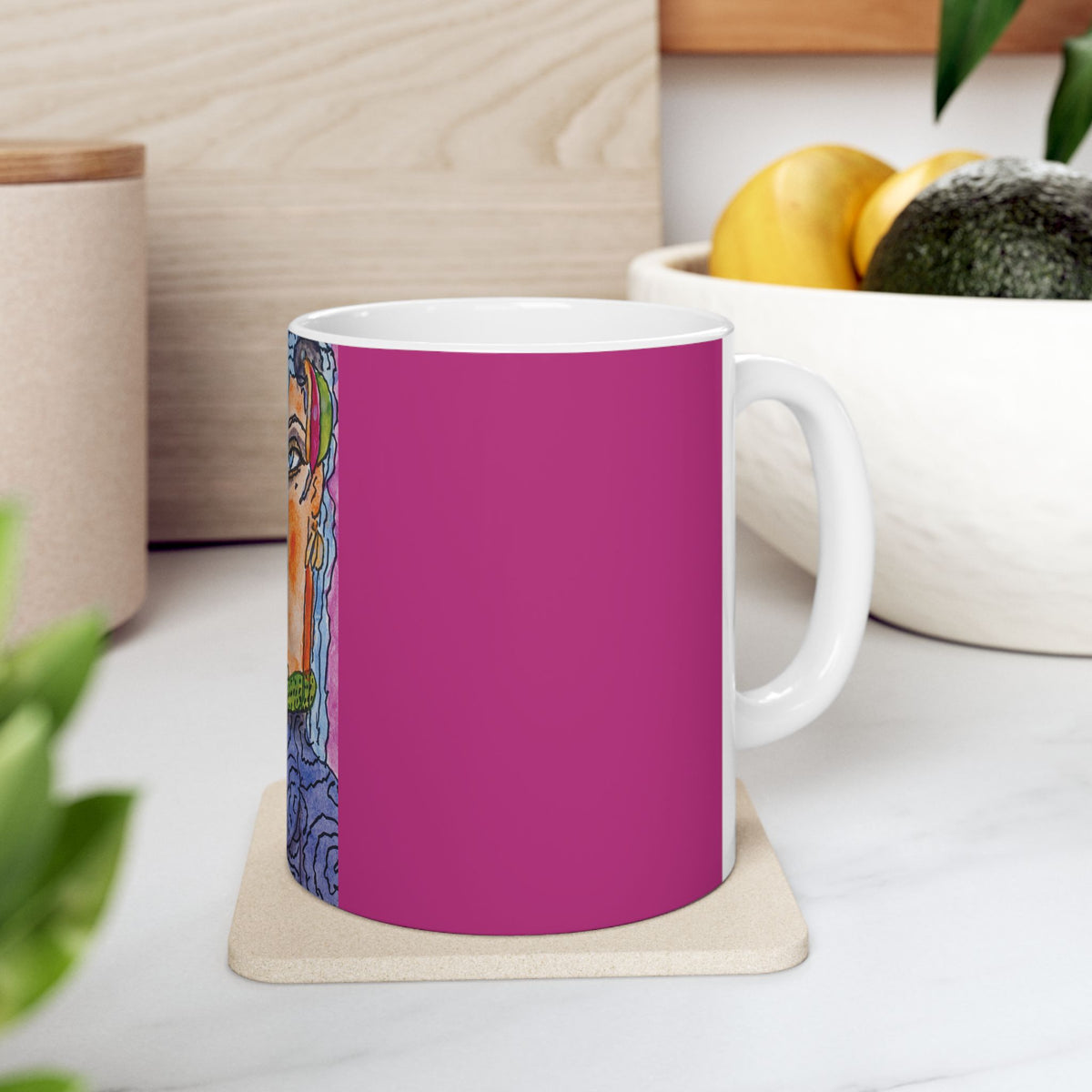 Ceramic Mug, Pink Lady (on Pink) - (Benny's Luv Mugs) Artwork by Benjamin Levy - Limited Edition (11oz, 15oz)