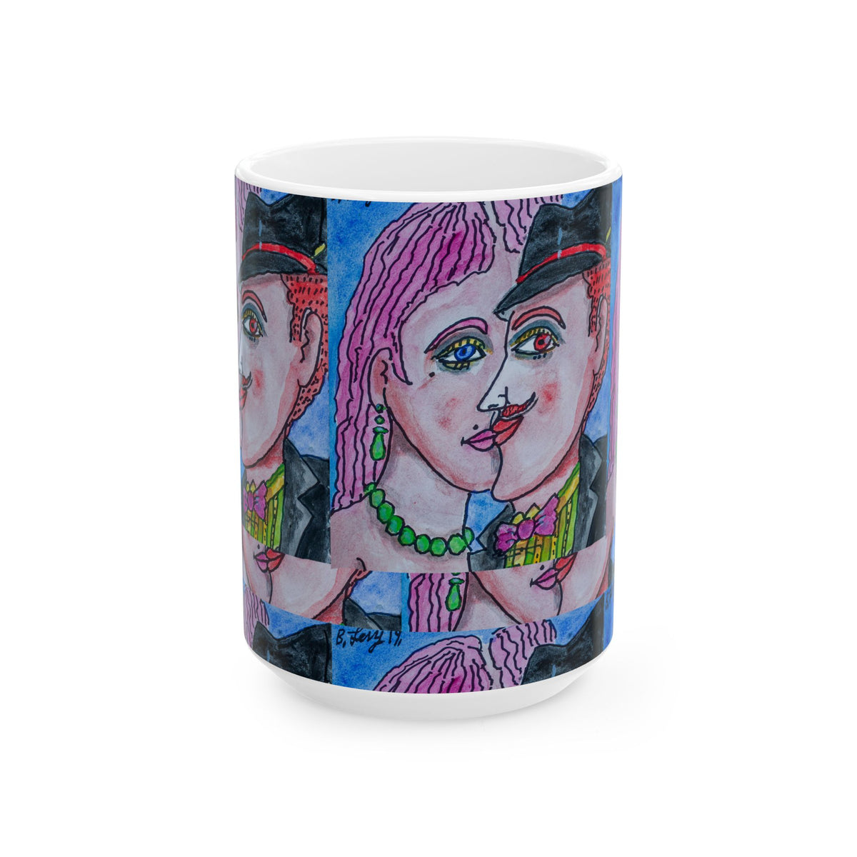 Ceramic Mug - Kissing Couple (Full) - (Benny’s Luv Mugs ❤️) Artwork by Benjamin Levy (Limited Edition) (11oz, 15oz)