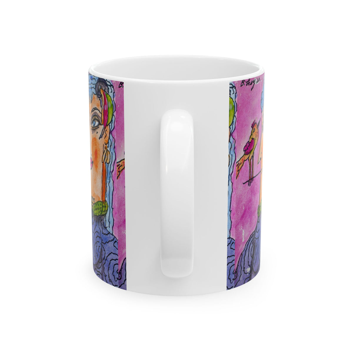 Ceramic Mug, Pink Lady Full (Benny’s Luv Mugs ❤️) Artwork by Benjamin Levy (Limited Edition) Full (11oz, 15oz)