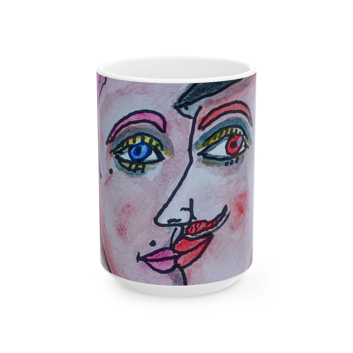 Ceramic Mug, Kissing Couple (close-up) (Benny’s Luv Mugs ❤️) - Artwork by Benjamin Levy (Limited Edition) (11oz, 15oz)