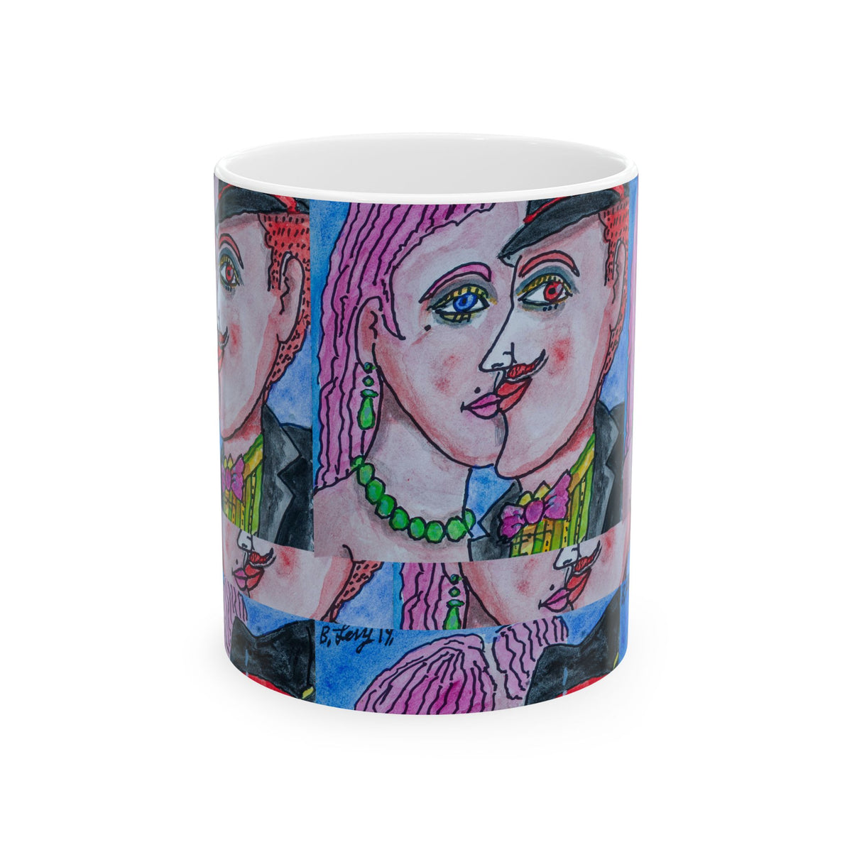 Ceramic Mug - Kissing Couple (Full) - (Benny’s Luv Mugs ❤️) Artwork by Benjamin Levy (Limited Edition) (11oz, 15oz)