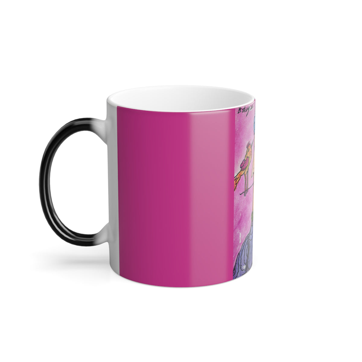 Color Morphing Mug, Pink Lady (on Pink) - (Benny’s Luv Mugs ❤️) Artwork by Benjamin Levy - Limited Edition (11oz)