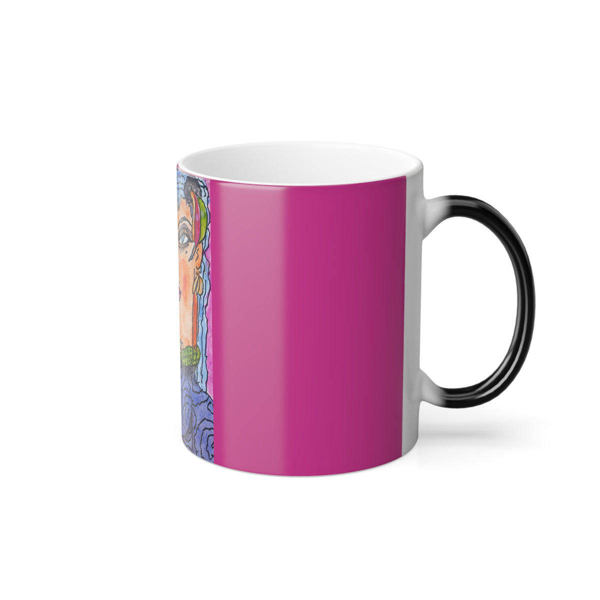 Color Morphing Mug, Pink Lady (on Pink) - (Benny’s Luv Mugs ❤️) Artwork by Benjamin Levy - Limited Edition (11oz)