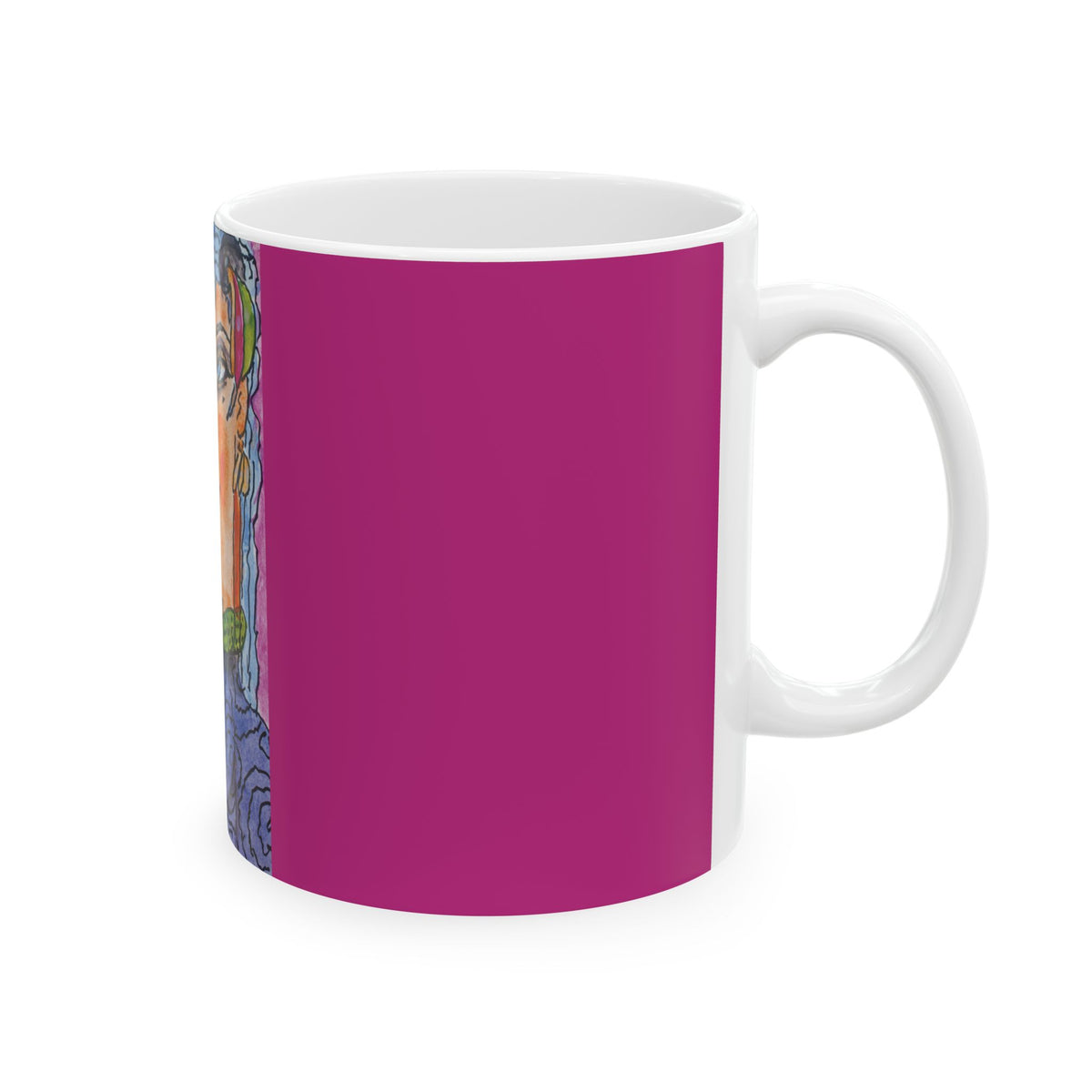 Ceramic Mug, Pink Lady (on Pink) - (Benny’s Luv Mugs ❤️) Artwork by Benjamin Levy - Limited Edition (11oz, 15oz)