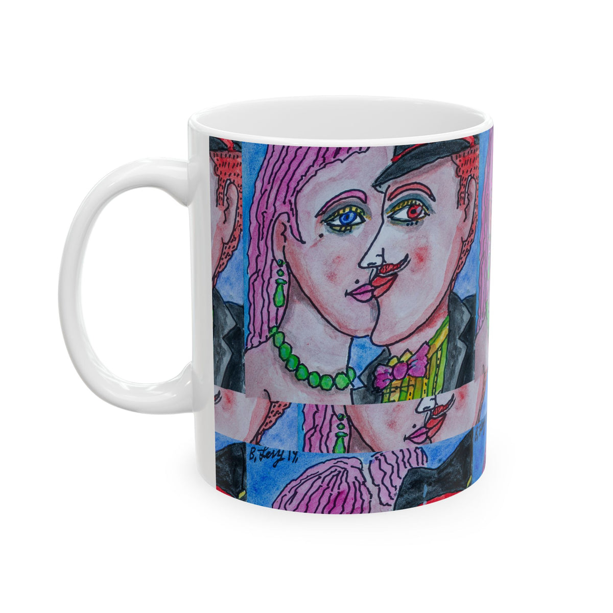 Ceramic Mug - Kissing Couple (Full) - (Benny’s Luv Mugs ❤️) Artwork by Benjamin Levy (Limited Edition) (11oz, 15oz)