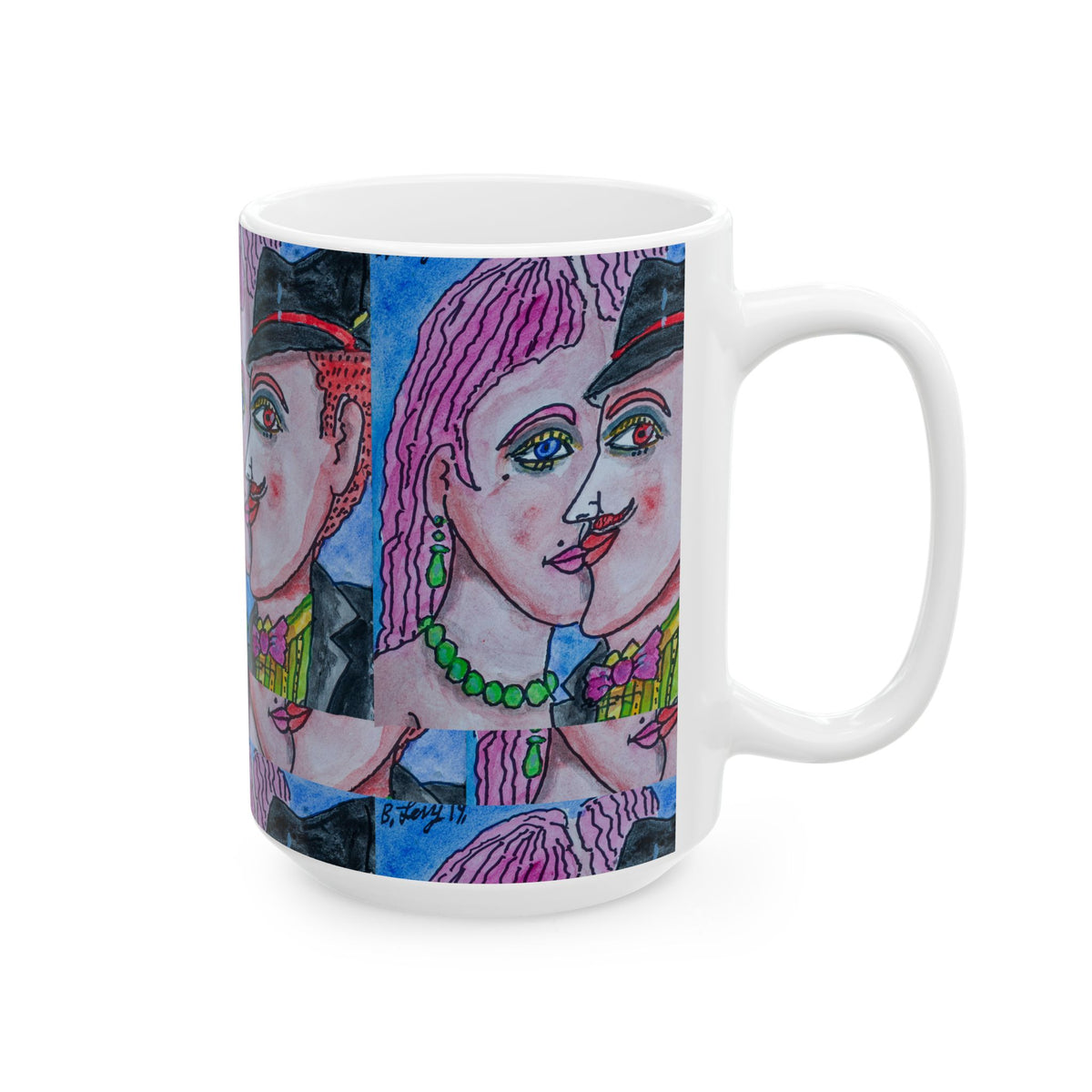 Ceramic Mug - Kissing Couple (Full) - (Benny’s Luv Mugs ❤️) Artwork by Benjamin Levy (Limited Edition) (11oz, 15oz)