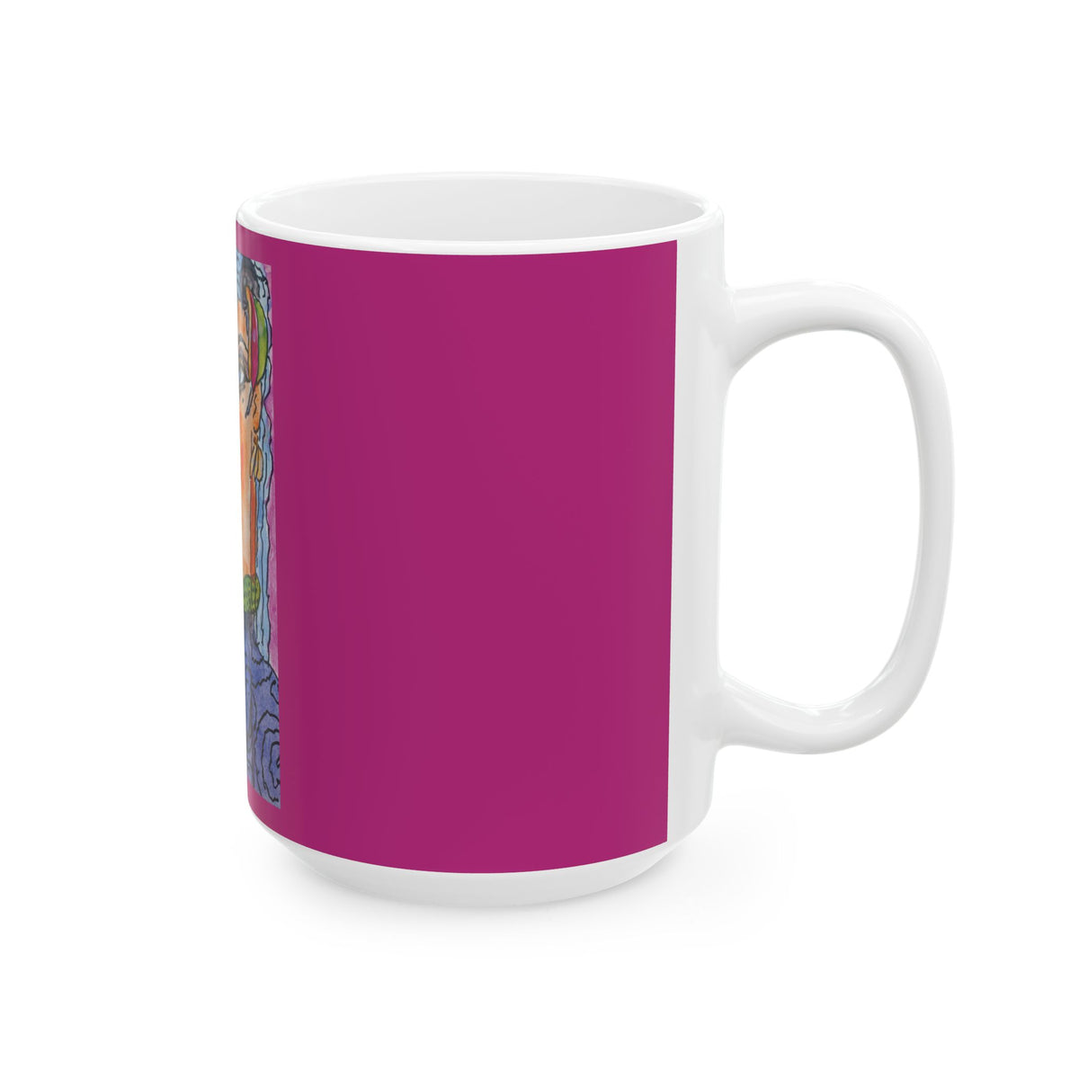 Ceramic Mug, Pink Lady (on Pink) - (Benny’s Luv Mugs ❤️) Artwork by Benjamin Levy - Limited Edition (11oz, 15oz)